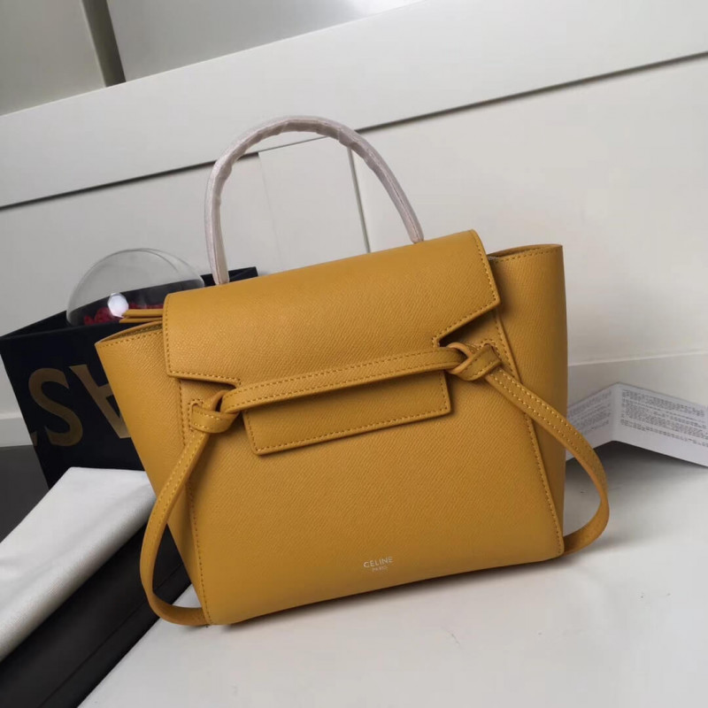 Bolsa de cinturón micro Celine en becerro grano 189153 amarillo-9