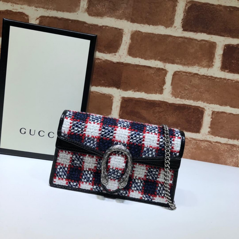 Gucci Dionysus Check Tweed Mini Bolsa 476432-1