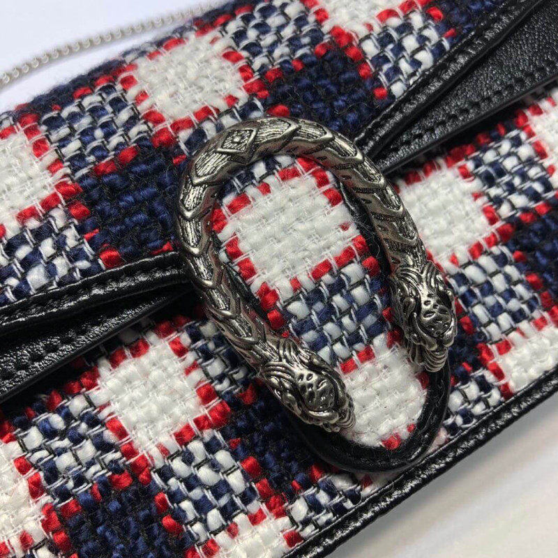 Gucci Dionysus Check Tweed Mini Bolsa 476432-3