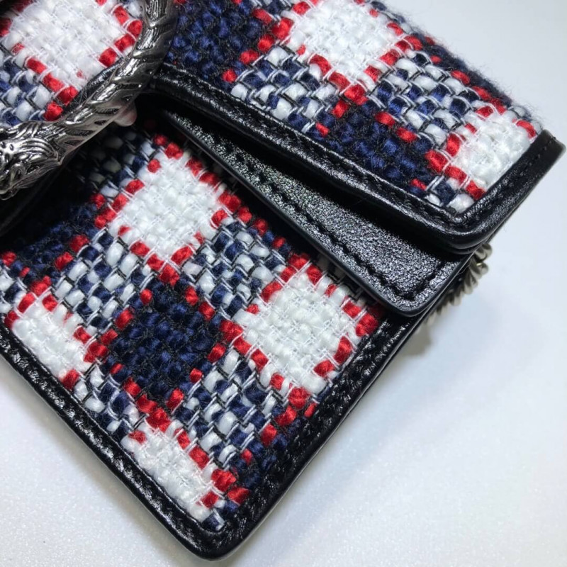 Gucci Dionysus Check Tweed Mini Bolsa 476432-4