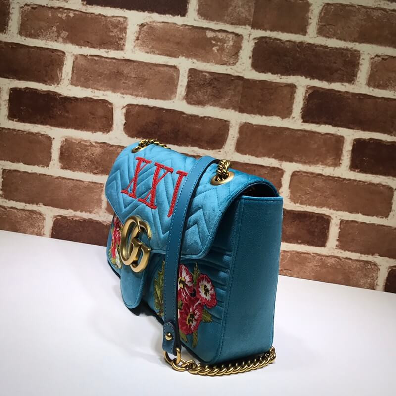 Gucci XXV Anniversary TEAL VELVET Shoulder Bolsa 443496-2