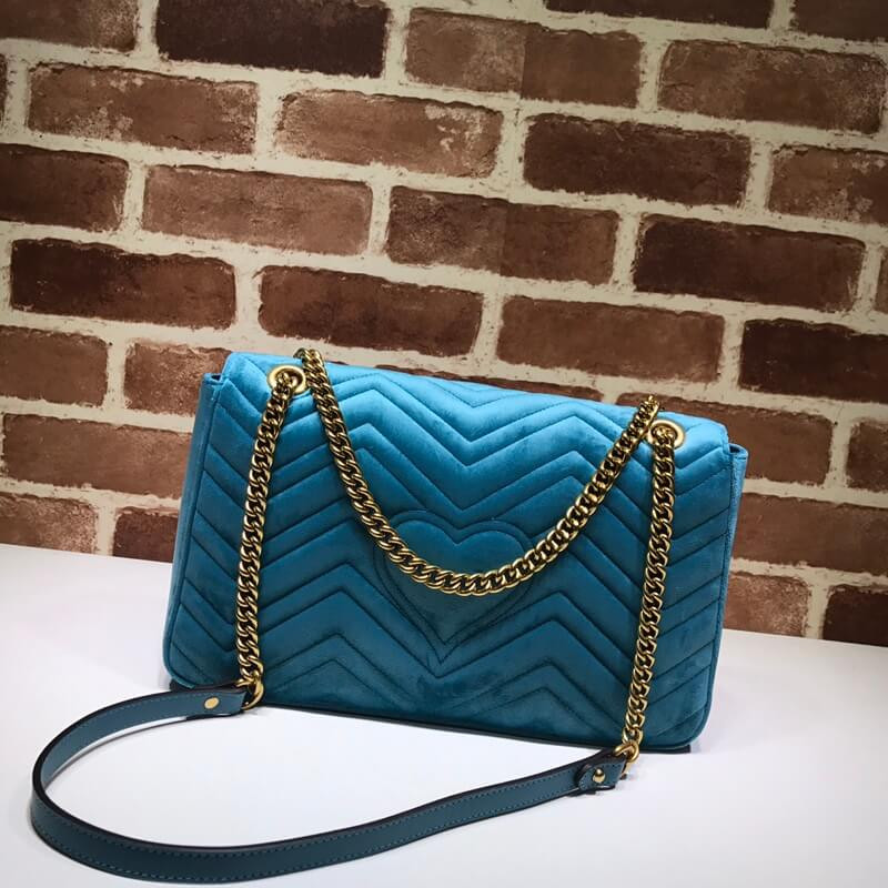Gucci XXV Anniversary TEAL VELVET Shoulder Bolsa 443496-3