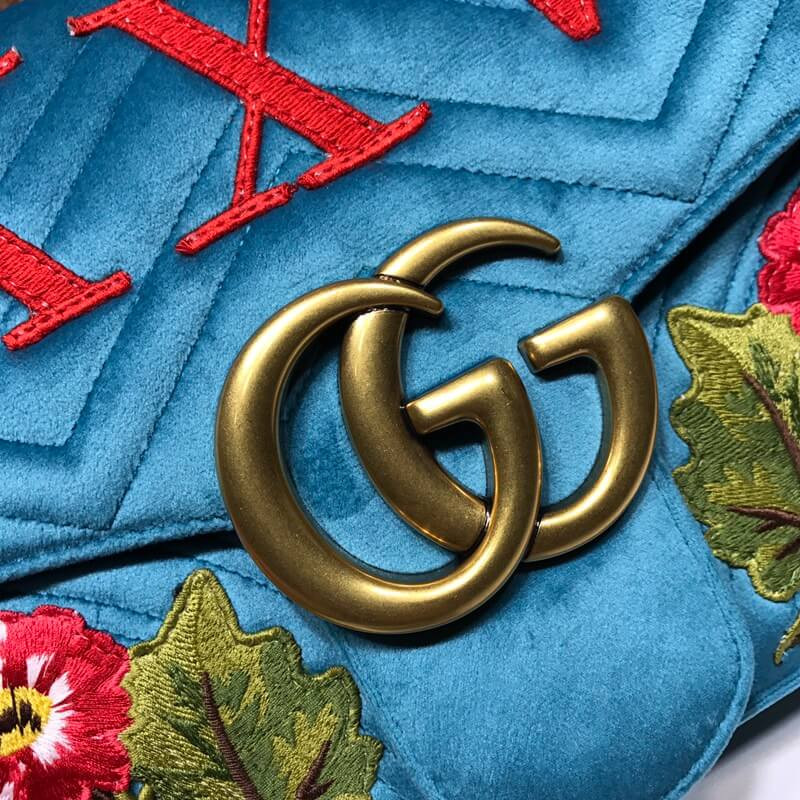 Gucci XXV Anniversary TEAL VELVET Shoulder Bolsa 443496-5