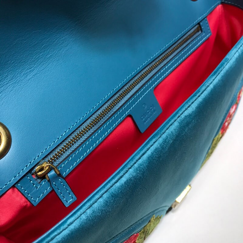 Gucci XXV Anniversary TEAL VELVET Shoulder Bolsa 443496-7