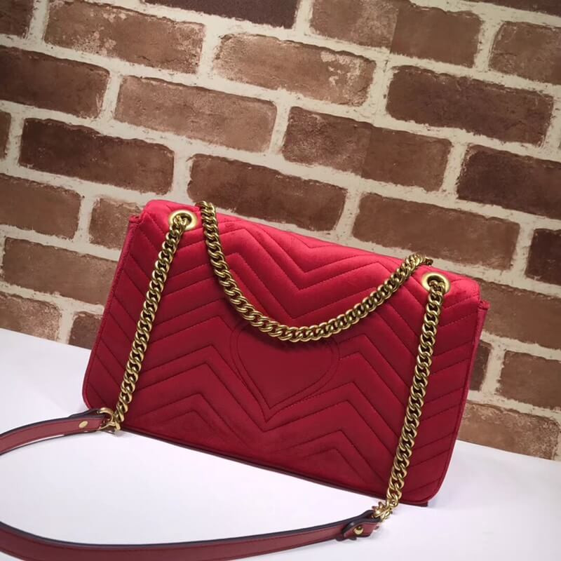 Aniversario Gucci GG Marmont Small Panther Velvet Shoulder Bolsa 443496-3