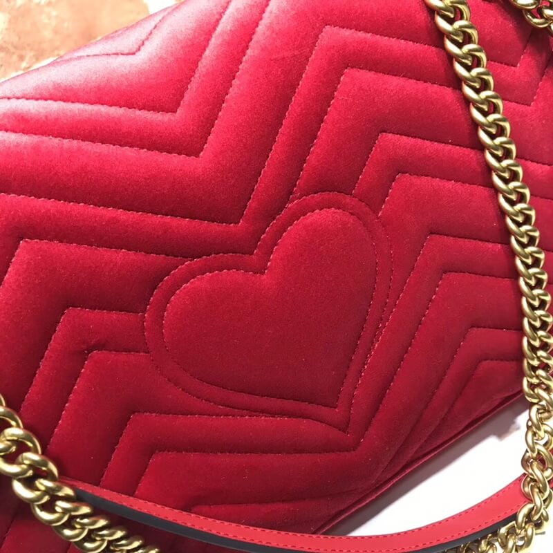 Aniversario Gucci GG Marmont Small Panther Velvet Shoulder Bolsa 443496-5