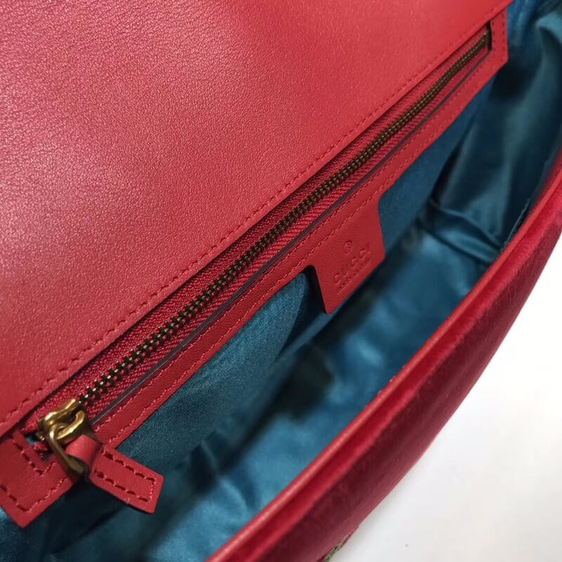 Aniversario Gucci GG Marmont Small Panther Velvet Shoulder Bolsa 443496-6