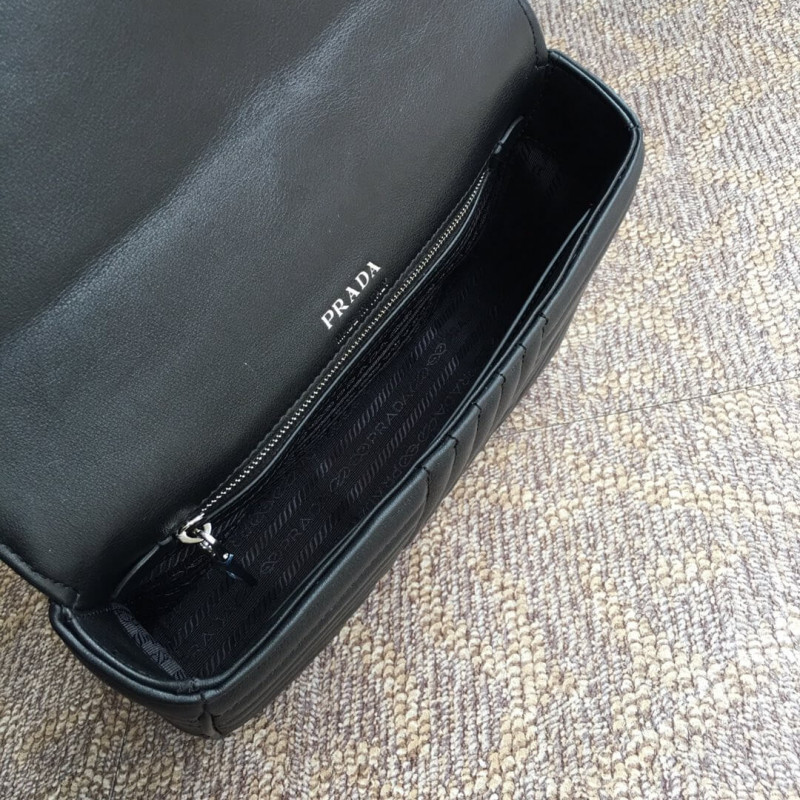 Bolsa de cuero mediana del diagrama Prada 1BD108 Hardware de plata-7