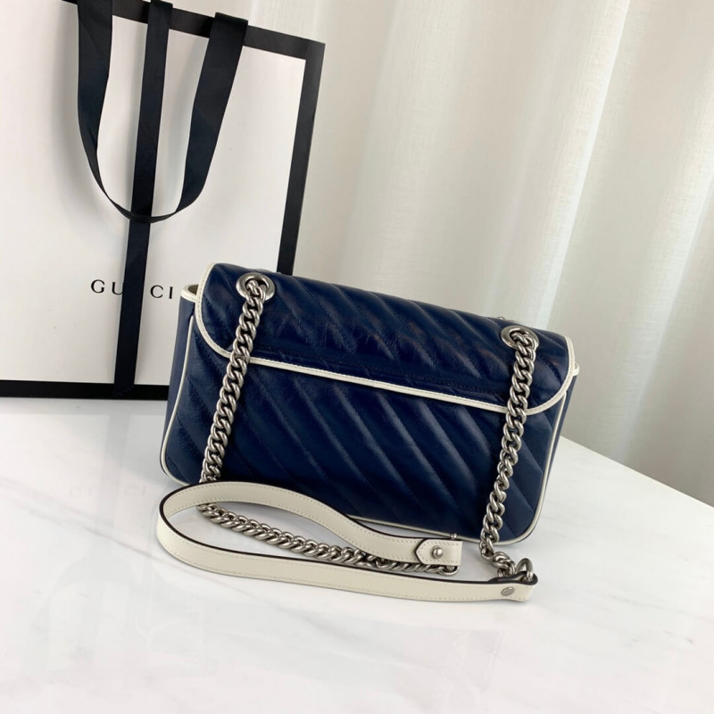 Gucci GG Marmont Bolso de hombro pequeño 443497 Azul-2