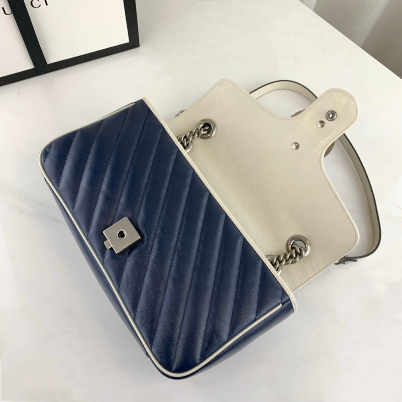 Gucci GG Marmont Bolso de hombro pequeño 443497 Azul-4