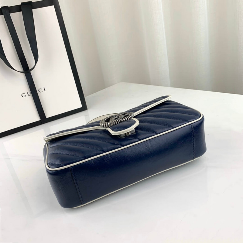 Gucci GG Marmont Bolso de hombro pequeño 443497 Azul-5