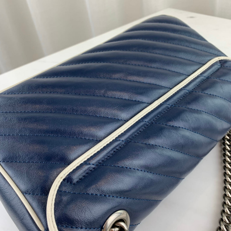 Gucci GG Marmont Bolso de hombro pequeño 443497 Azul-7