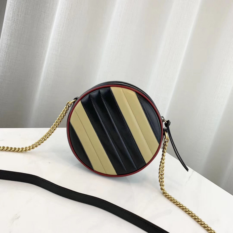 Gucci GG Marmont Mini Bolso de hombro redondo 550154 Beige/Negro-2