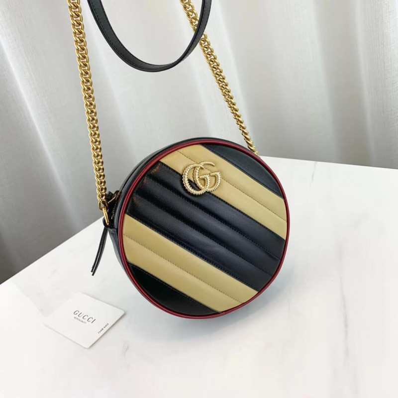 Gucci GG Marmont Mini Bolso de hombro redondo 550154 Beige/Negro-3