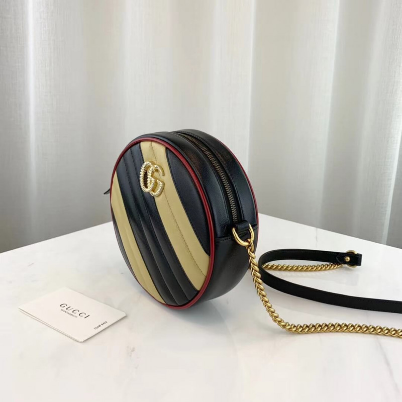 Gucci GG Marmont Mini Bolso de hombro redondo 550154 Beige/Negro-4