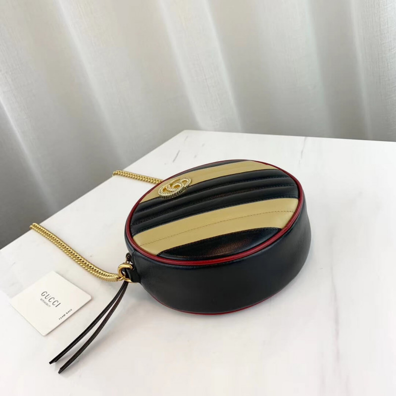 Gucci GG Marmont Mini Bolso de hombro redondo 550154 Beige/Negro-5
