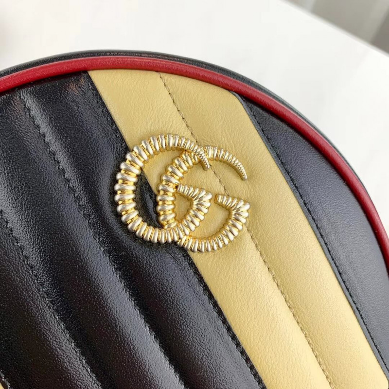 Gucci GG Marmont Mini Bolso de hombro redondo 550154 Beige/Negro-6
