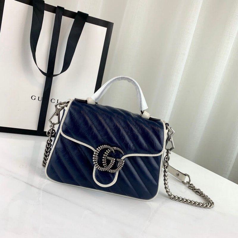 Gucci GG Marmont Mini Top Many Bolsa 583571 Azul-1