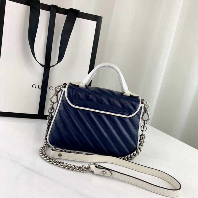 Gucci GG Marmont Mini Top Many Bolsa 583571 Azul-3