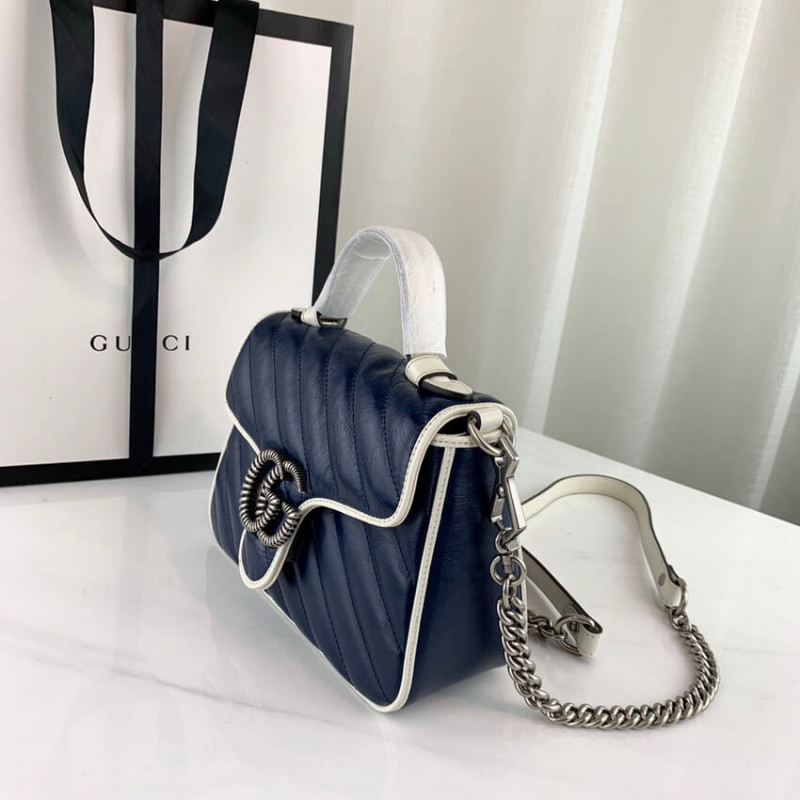 Gucci GG Marmont Mini Top Many Bolsa 583571 Azul-4