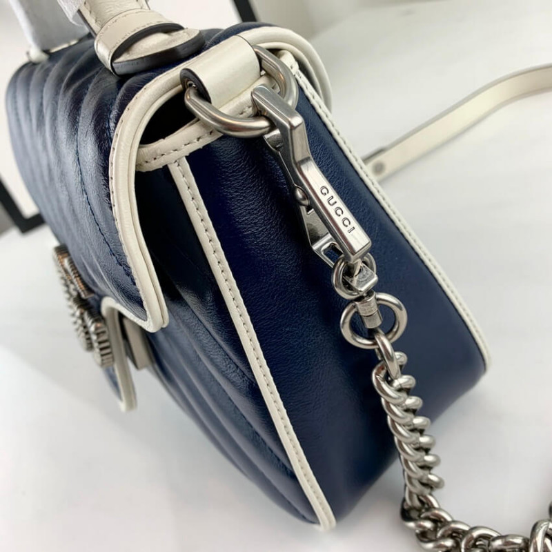 Gucci GG Marmont Mini Top Many Bolsa 583571 Azul-5