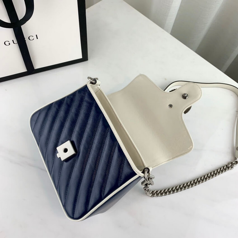 Gucci GG Marmont Mini Top Many Bolsa 583571 Azul-7