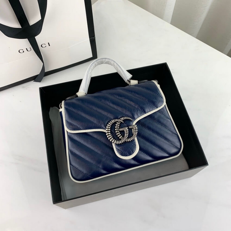 Gucci GG Marmont Mini Top Many Bolsa 583571 Azul-10