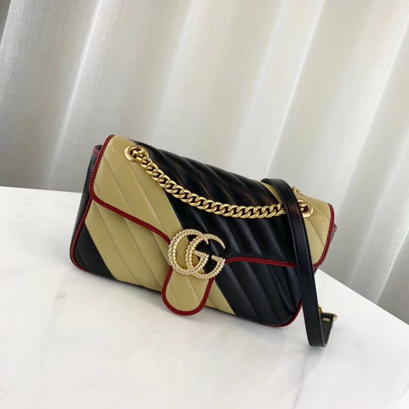 Gucci GG Marmont Bolso de hombro pequeño 443497 beige/negro-1