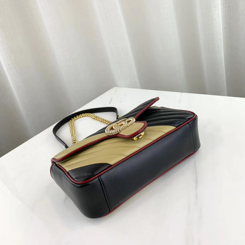 Gucci GG Marmont Bolso de hombro pequeño 443497 beige/negro-3