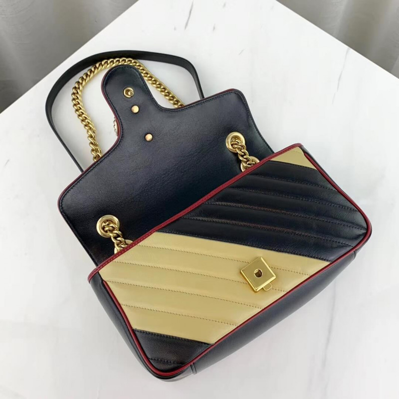 Gucci GG Marmont Bolso de hombro pequeño 443497 beige/negro-4