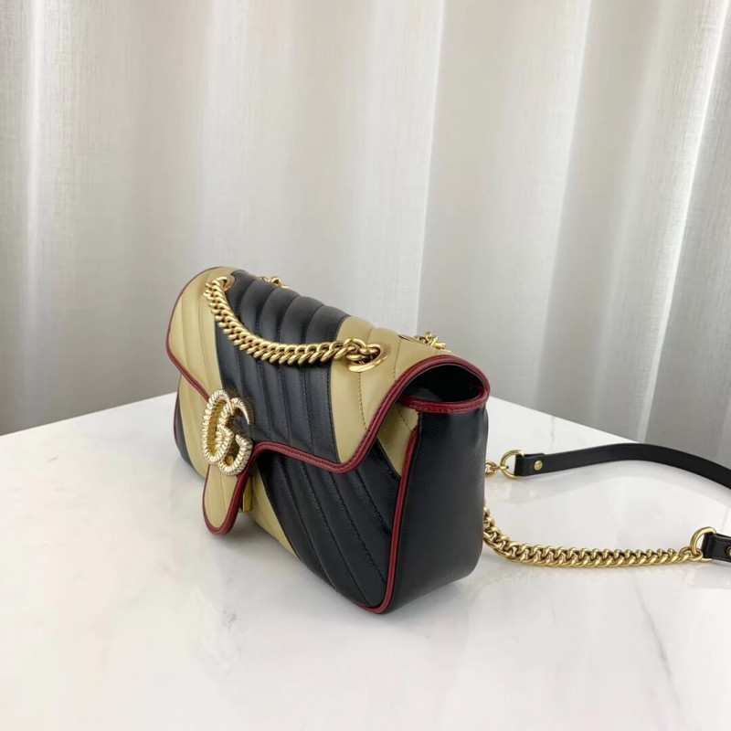 Gucci GG Marmont Bolso de hombro pequeño 443497 beige/negro-7
