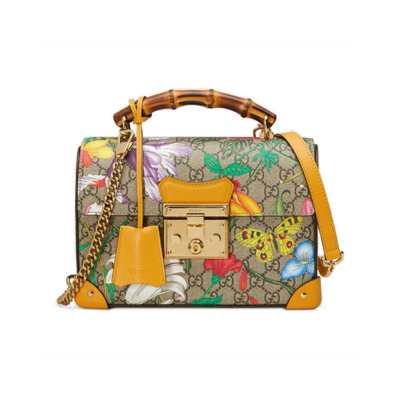 Gucci Cadlock GG Flora Small Bamboo Shoulder Bolsa 603221-1