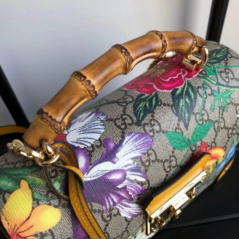 Gucci Cadlock GG Flora Small Bamboo Shoulder Bolsa 603221-6