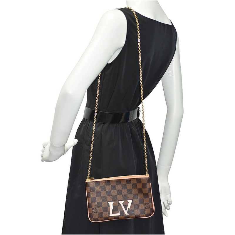 Louis Vuitton Damier Ebene Double Zip Pochette N60254-1