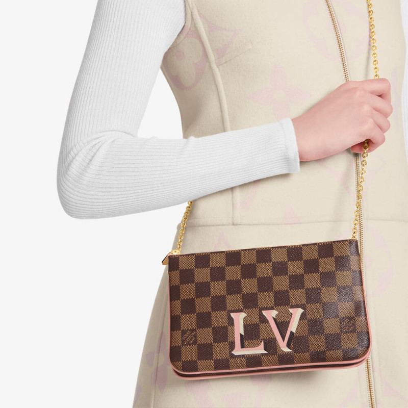Louis Vuitton Damier Ebene Double Zip Pochette N60254-2