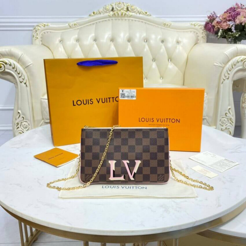 Louis Vuitton Damier Ebene Double Zip Pochette N60254-4