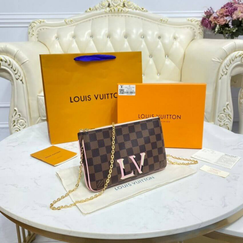 Louis Vuitton Damier Ebene Double Zip Pochette N60254-5