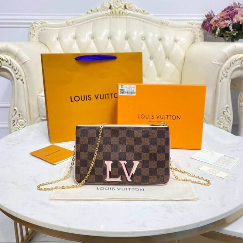 Louis Vuitton Damier Ebene Double Zip Pochette N60254-6