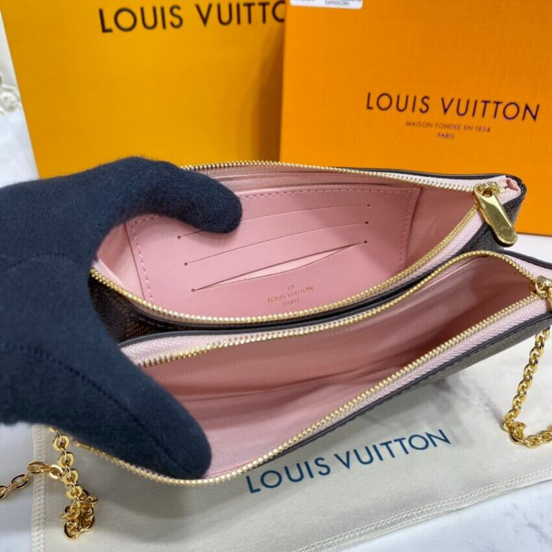 Louis Vuitton Damier Ebene Double Zip Pochette N60254-13