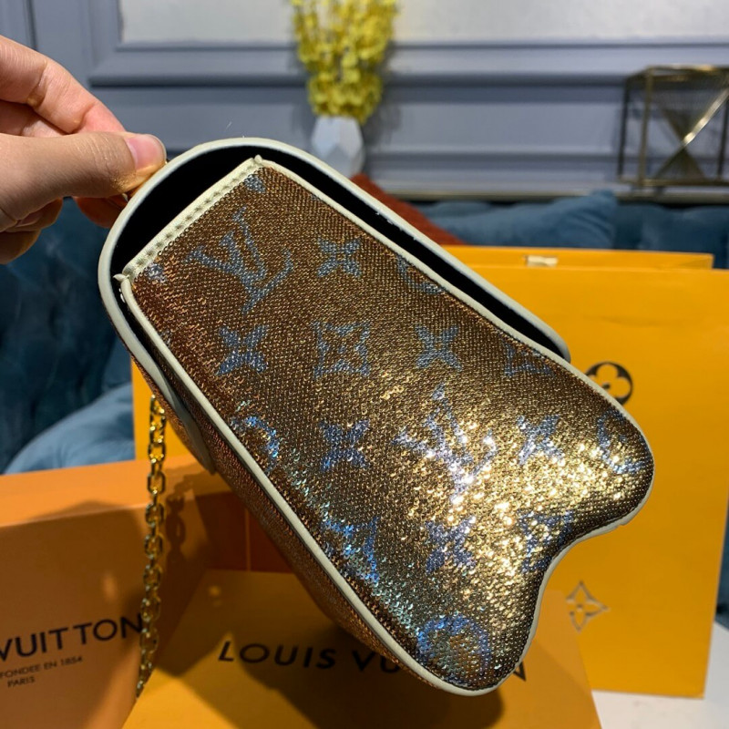Louis Vuitton Twist MM con lentejuelas de oro M50282-2
