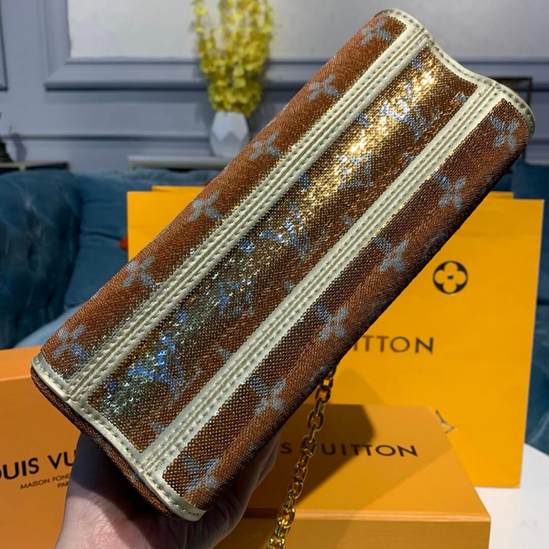 Louis Vuitton Twist MM con lentejuelas de oro M50282-3