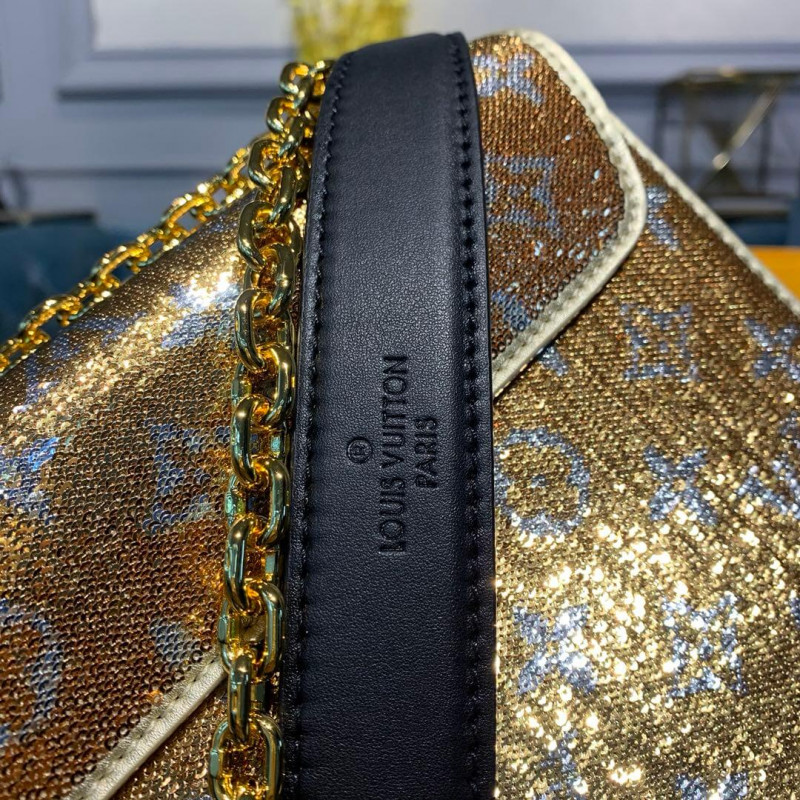 Louis Vuitton Twist MM con lentejuelas de oro M50282-6