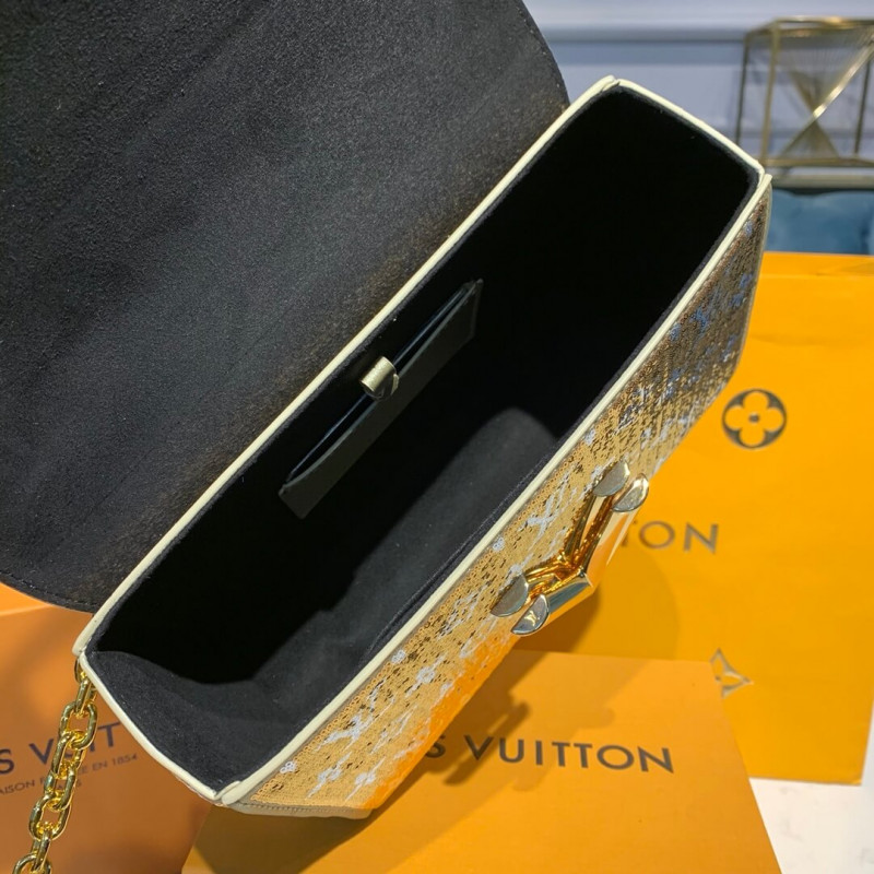 Louis Vuitton Twist MM con lentejuelas de oro M50282-8