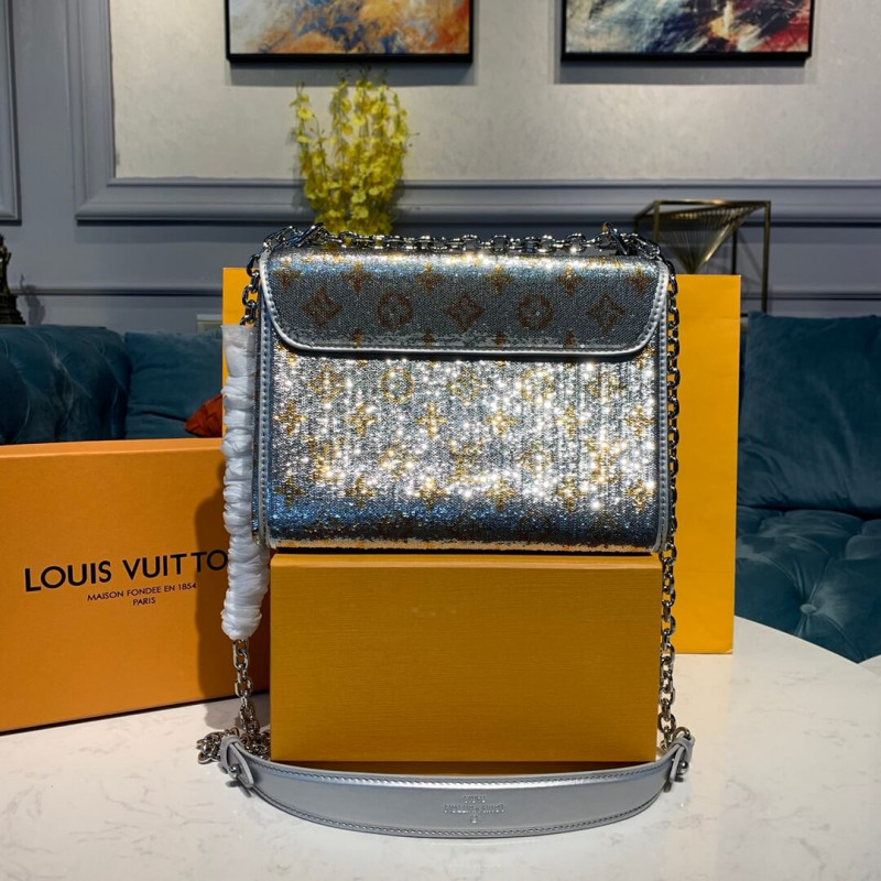 Louis Vuitton Twist MM con lentejuelas plateadas M50282-1
