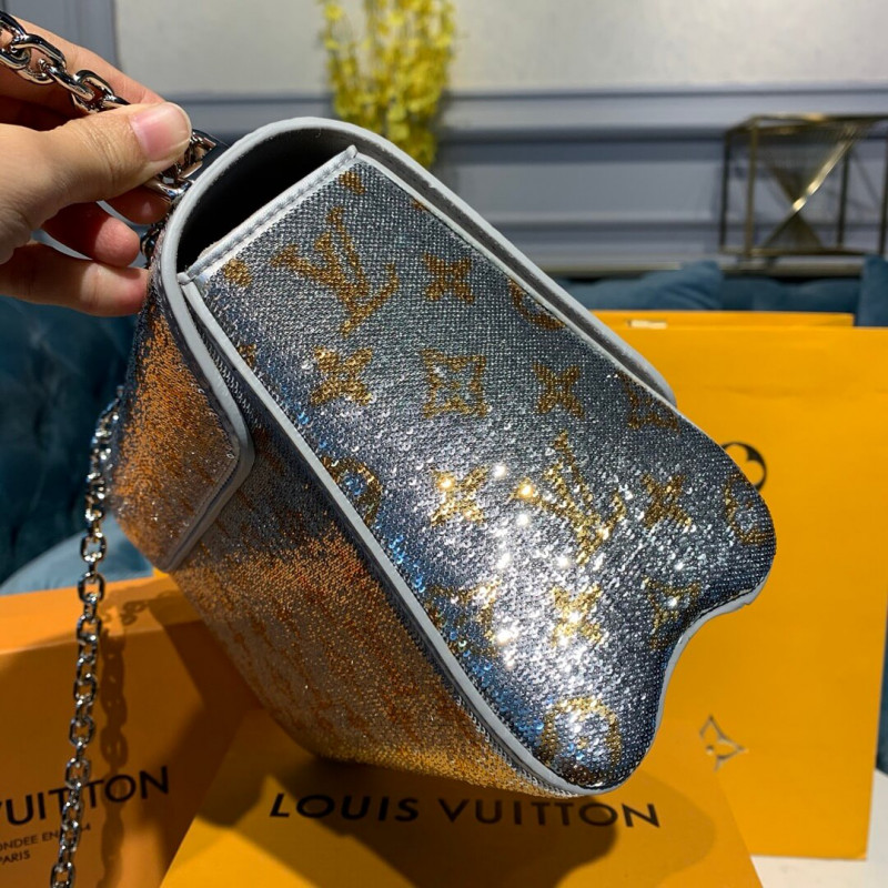 Louis Vuitton Twist MM con lentejuelas plateadas M50282-2