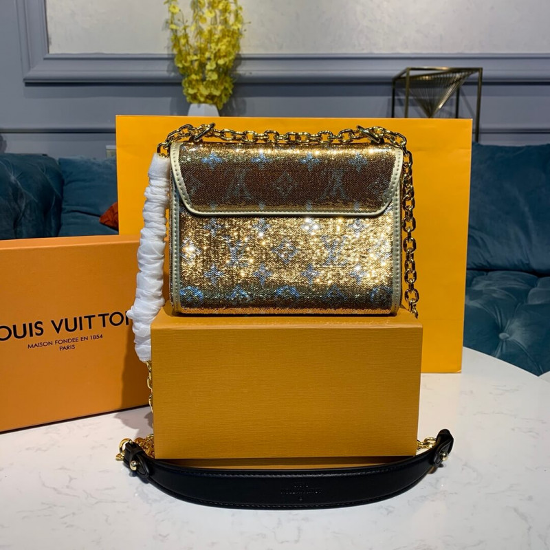 Louis Vuitton Twist PM con lentejuelas de oro M55842-1