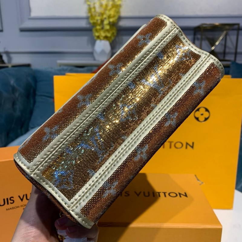 Louis Vuitton Twist PM con lentejuelas de oro M55842-3