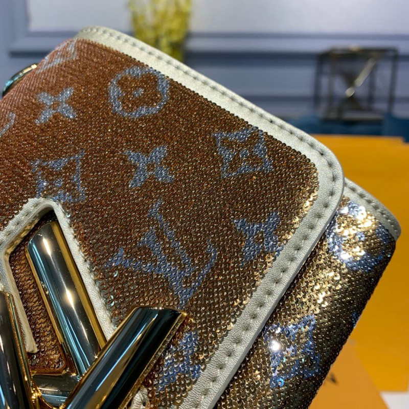 Louis Vuitton Twist PM con lentejuelas de oro M55842-5