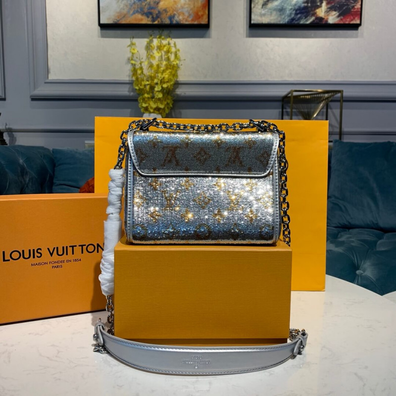 Louis Vuitton Twist PM con lentejuelas plateadas M55842-1