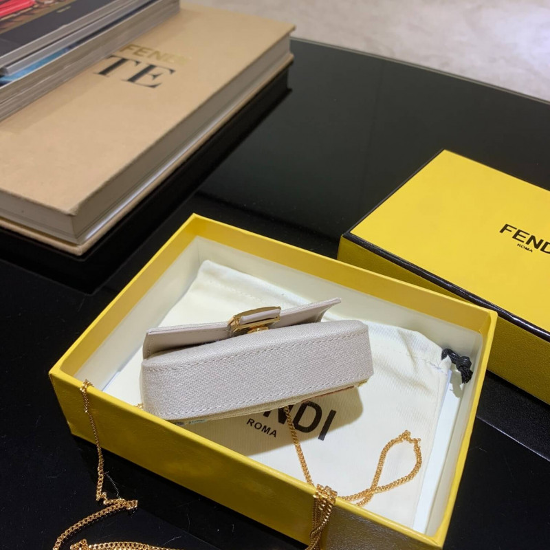 Fendi Nano Bolsauette Charm in Beige Canvas 7ar844-8